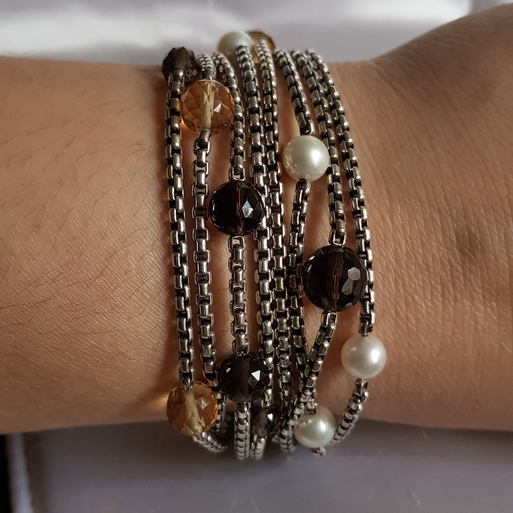 David Yurman Eight Row Chain Multi Gem Bracelet - image 6